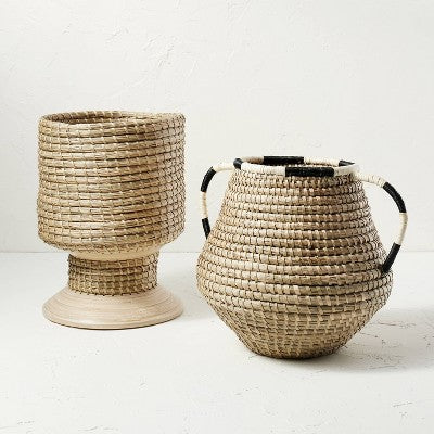 Seasgrass And Bamboo Woven Pedestal Vase - Opalhouse™ Designed With Jungalow™