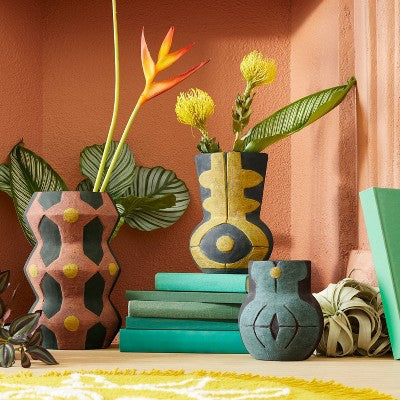  Small Geo Pattern Vase Yellow - Opalhouse™ Designed With Jungalow™